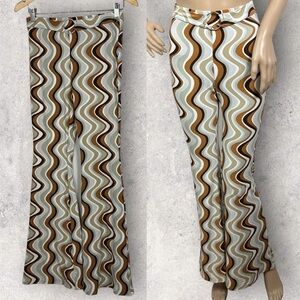 NEW Derek Heart Bohemian Flare High Rise Legging Pants‎ Brown Hippie Belted Pant